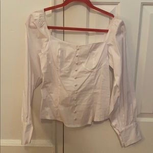 White Victorian/bustier style button down blouse